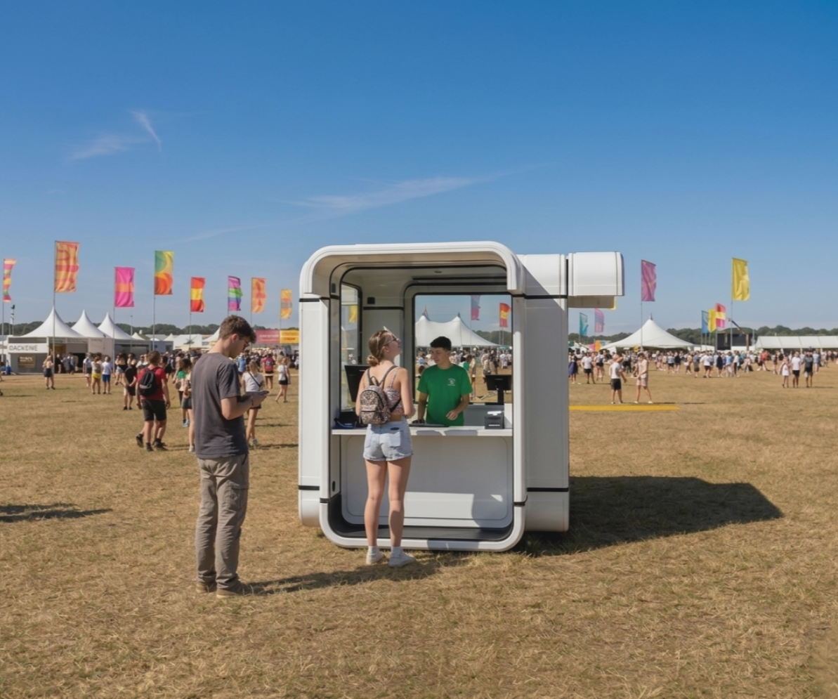 Kiosk K67 na festiwalu – kasa/punkt informacji obsługujący klientów na wydarzeniu plenerowym